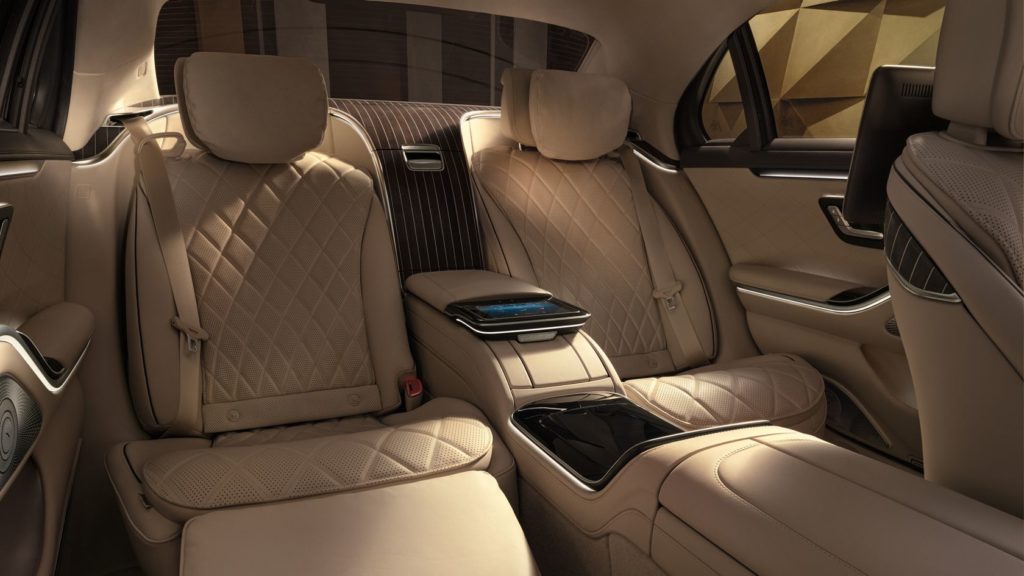Rear seats of the new Mercedes S-Class