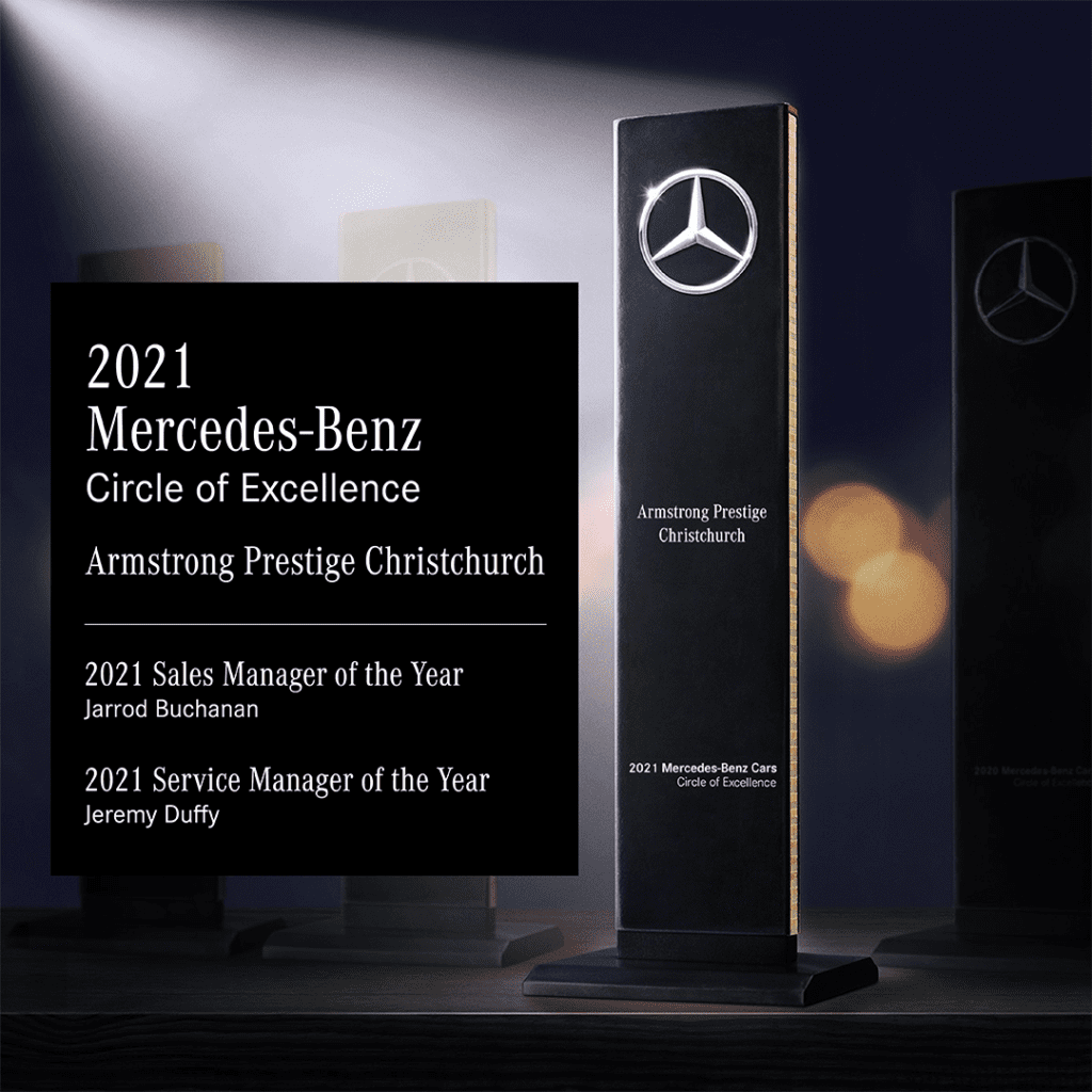 Mercedes-Benz Armstrong Prestige Christchurch was awarded the coveted 2021 Mercedes-Benz Cars ‘Circle of Excellence’ for New Zealand